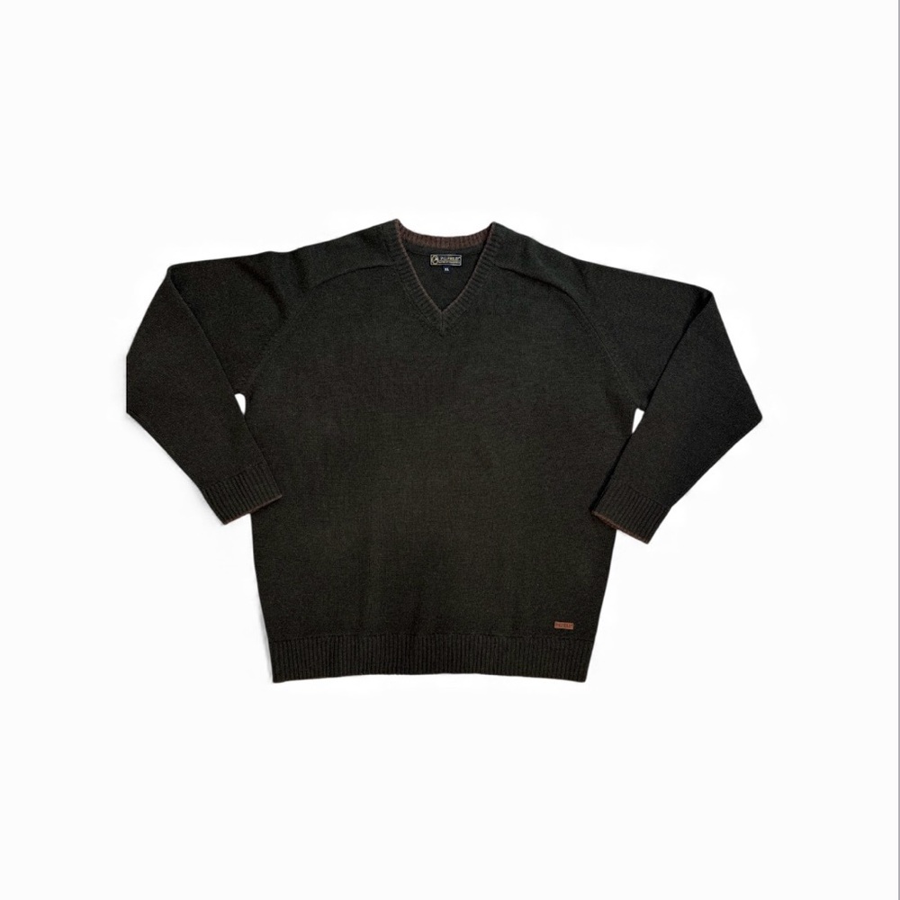 100%Lambswool XL V‎ Neck Sweater BLK & Burgundy Preppy Academia Classic Normcore